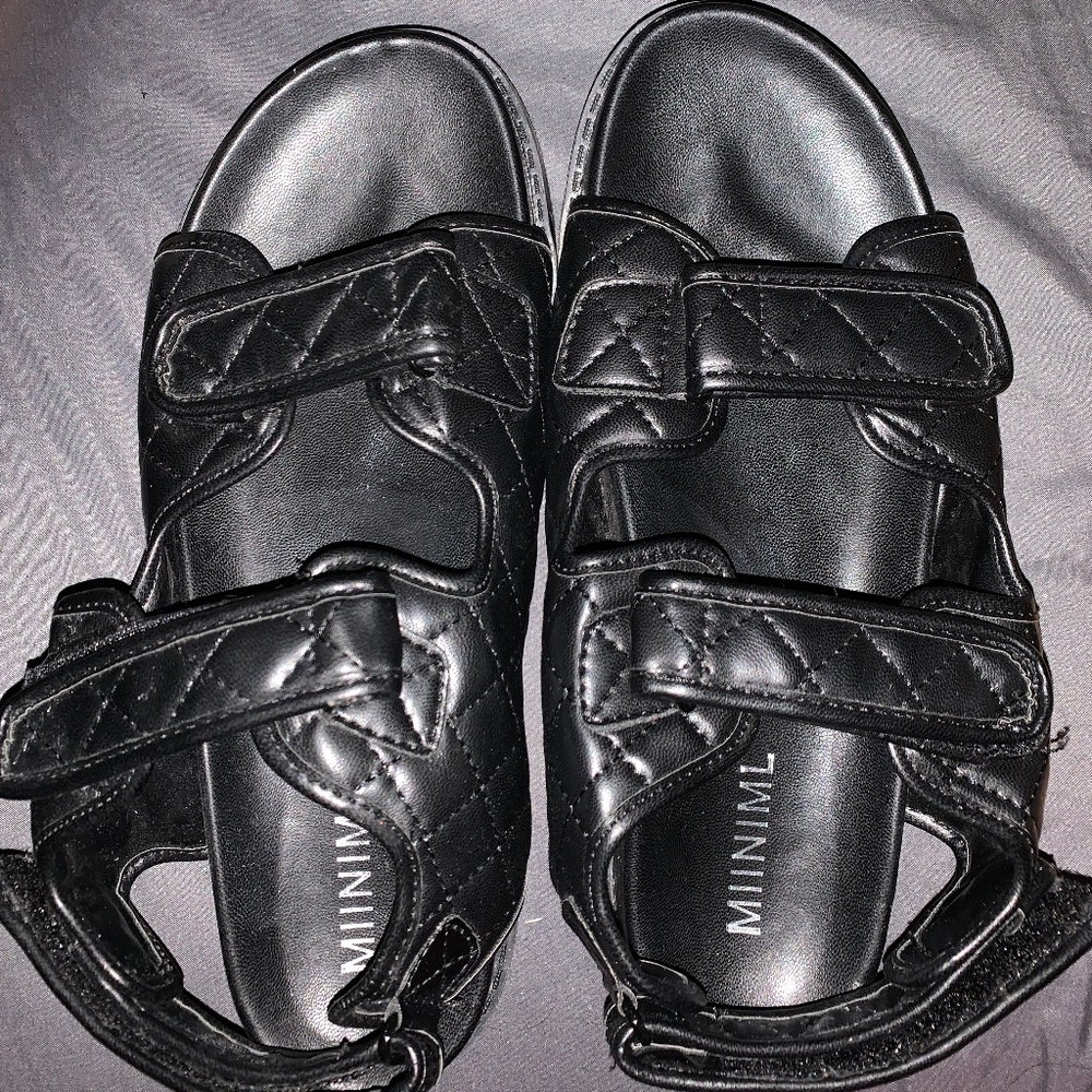Black quilted sandals